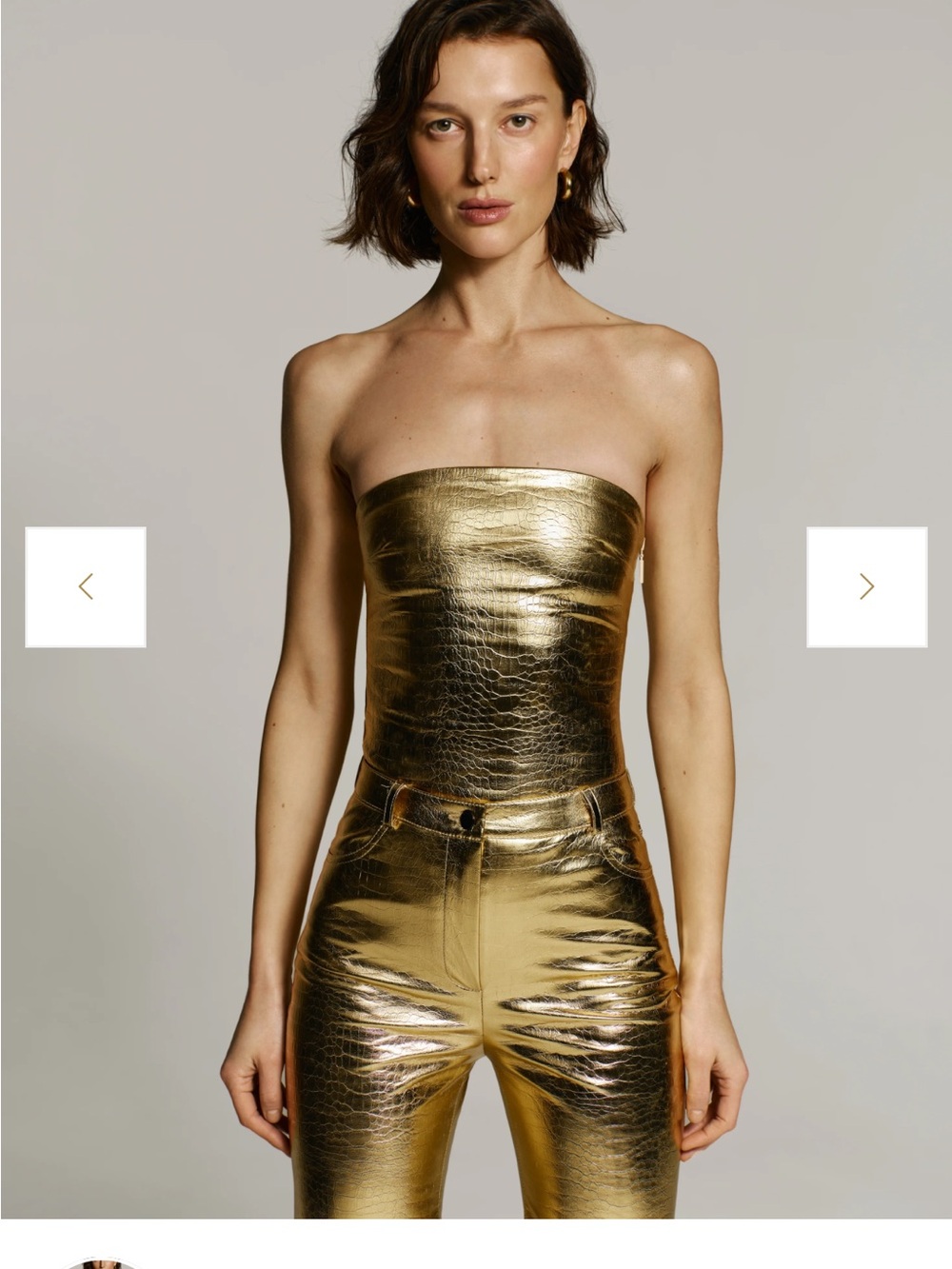 Strapless Metallic Gold Leather top